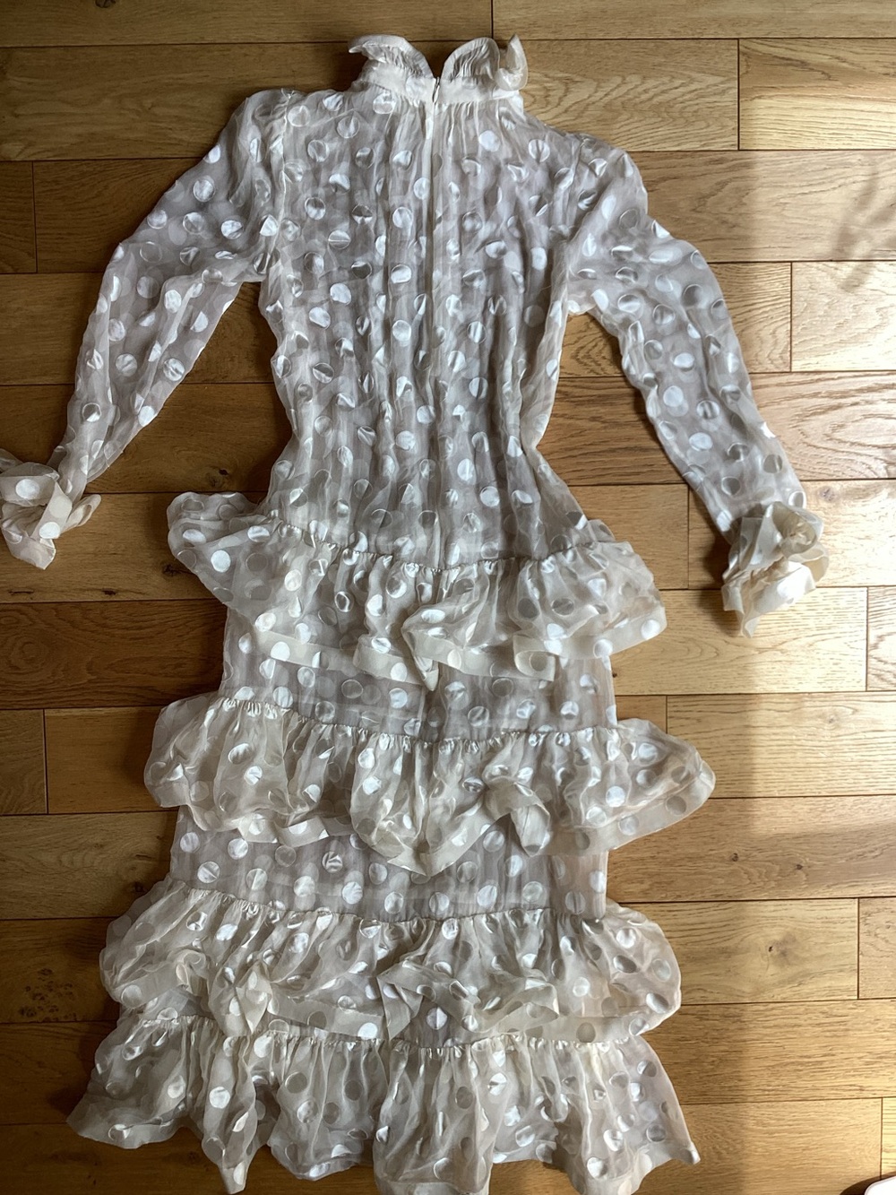 Zimmermann Cream ecru Polka Dot Ruffle Tiered Midi dress - Picture 4 of 12